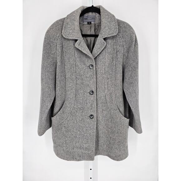 Bromley Womens Long Sleeve Gray Woolen Tri Button Front Jacket Size 10 - Picture 1 of 5